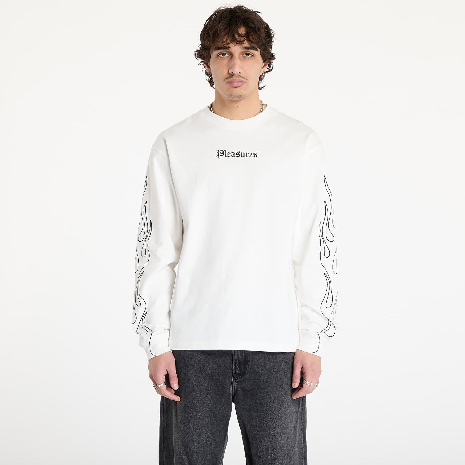 Tričko Pleasures Heavyweight Fiery Longsleeve Biela | P24W027 WHITE, 0