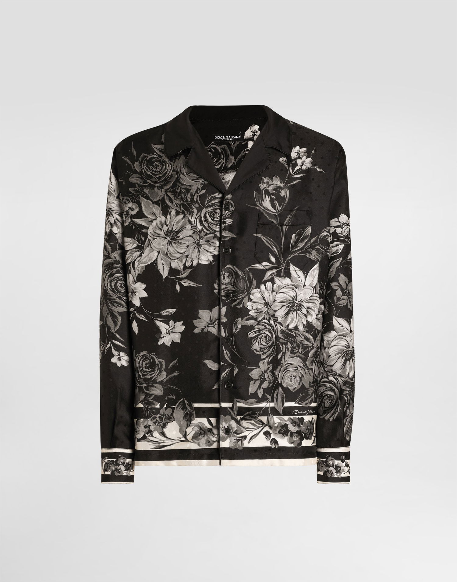 Košeľa Dolce & Gabbana Flower Bouquet-print Jacquard Twill Shirt Čierna | G5IF1THI12HHN5ST, 0