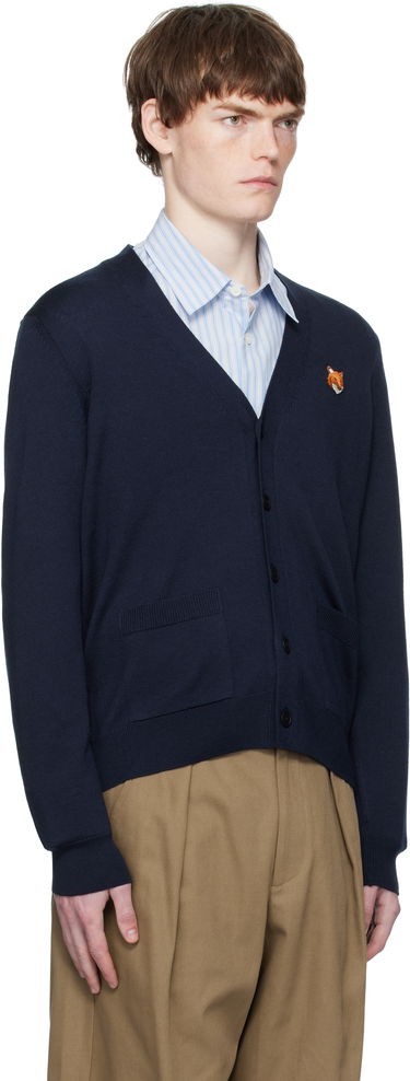 Sveter MAISON KITSUNÉ Maison Kitsuné Fox Head Patch Cardigan Šedá | PM00501KT1181, 4