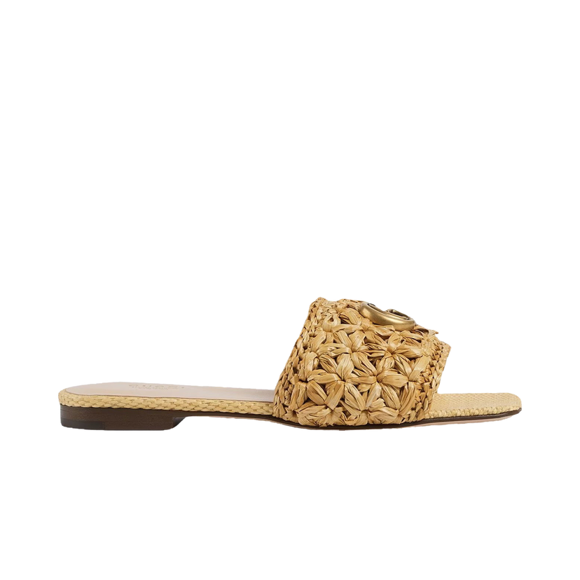 Tenisky a topánky Gucci Double G Slide Sandal Woven Raffia Béžová | _703626 U4H00 9800