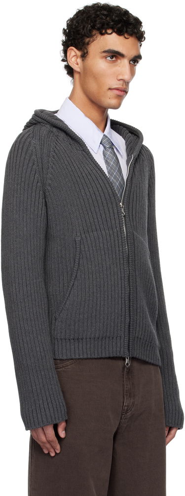 Sveter OUR LEGACY OUR LEGACY Level Zip-Up Knit Hoodie Šedá | M2253LD, 1