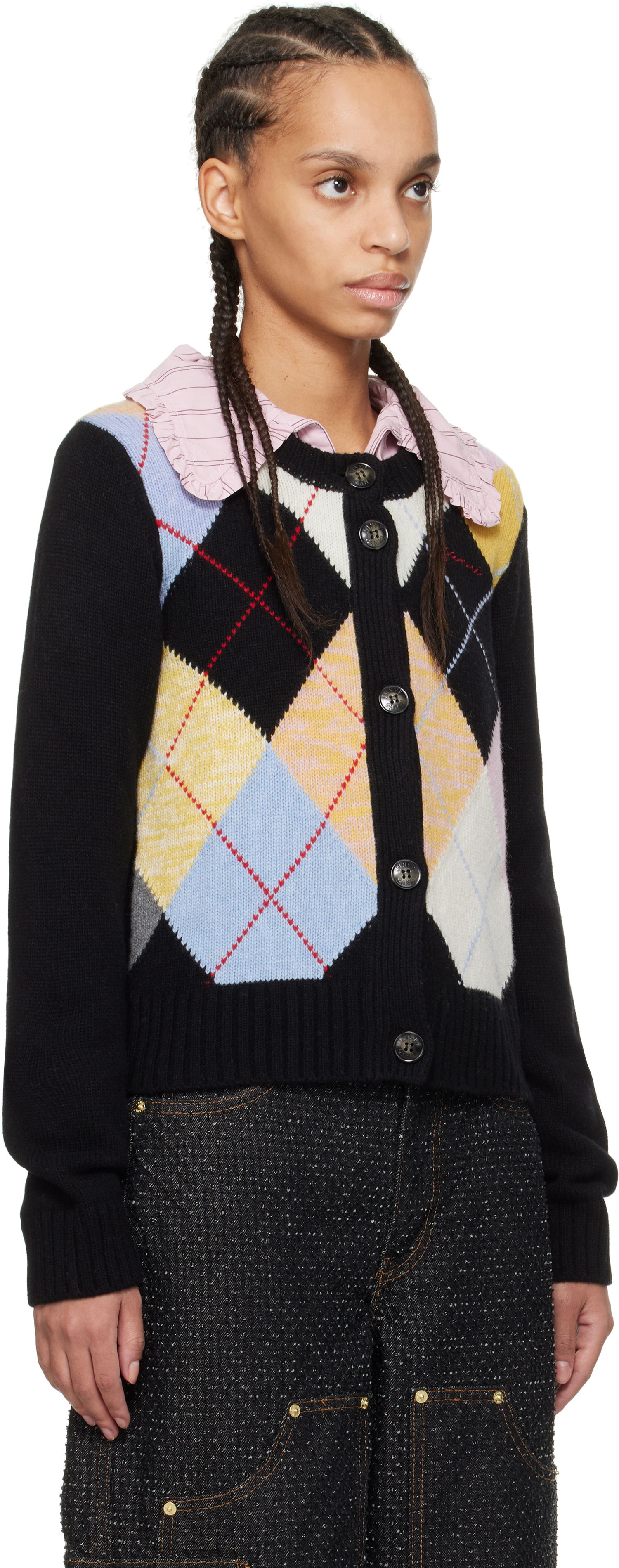 Sveter GANNI GANNI Harlequin Knit Cardigan Rôznofarebný | K2380, 1