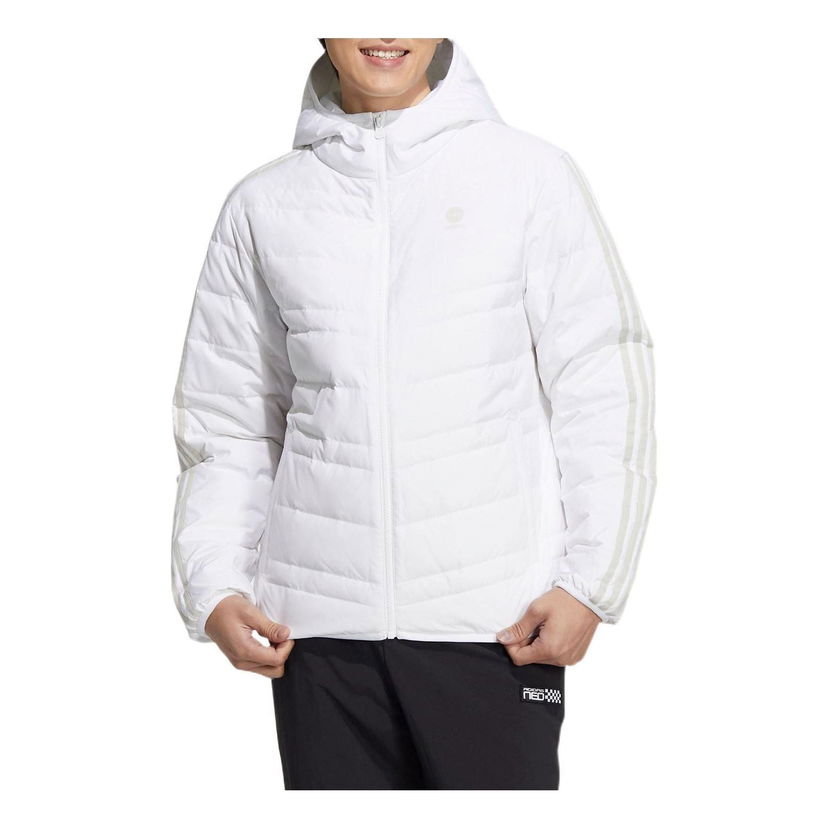 Prešívaná bunda adidas Originals Fleece Hooded Down Jacket Biela | HN4792