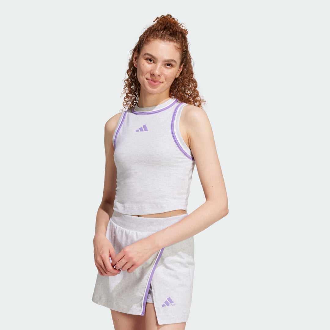 Tielko adidas Performance Cropped Cotton Tank Top Šedá | JN6988, 0