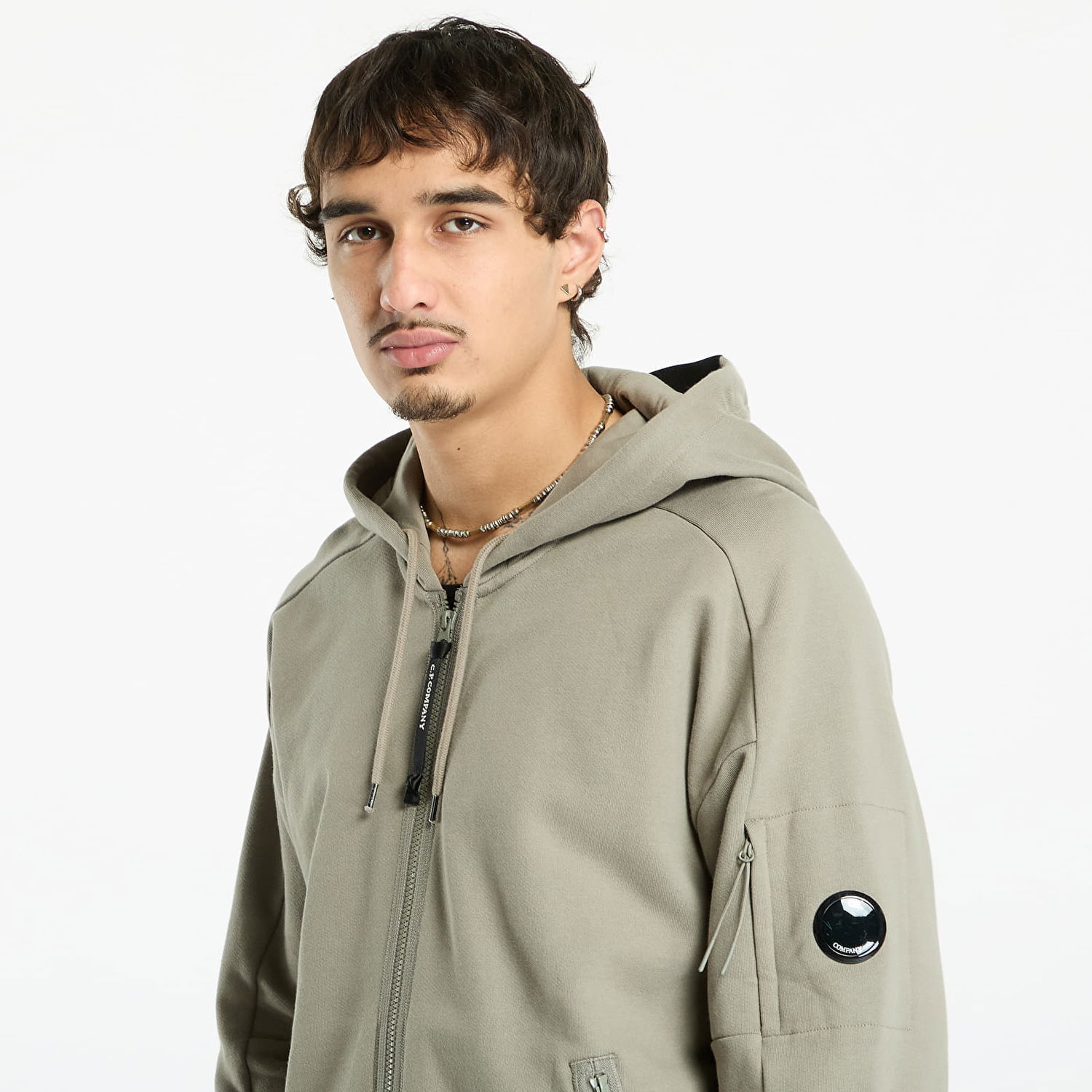 Mikina C.P. Company C.P. Company Diagonal Raised Fleece Full Zip Hoodie Šedá | 19CMSS716A005086W-356, 1
