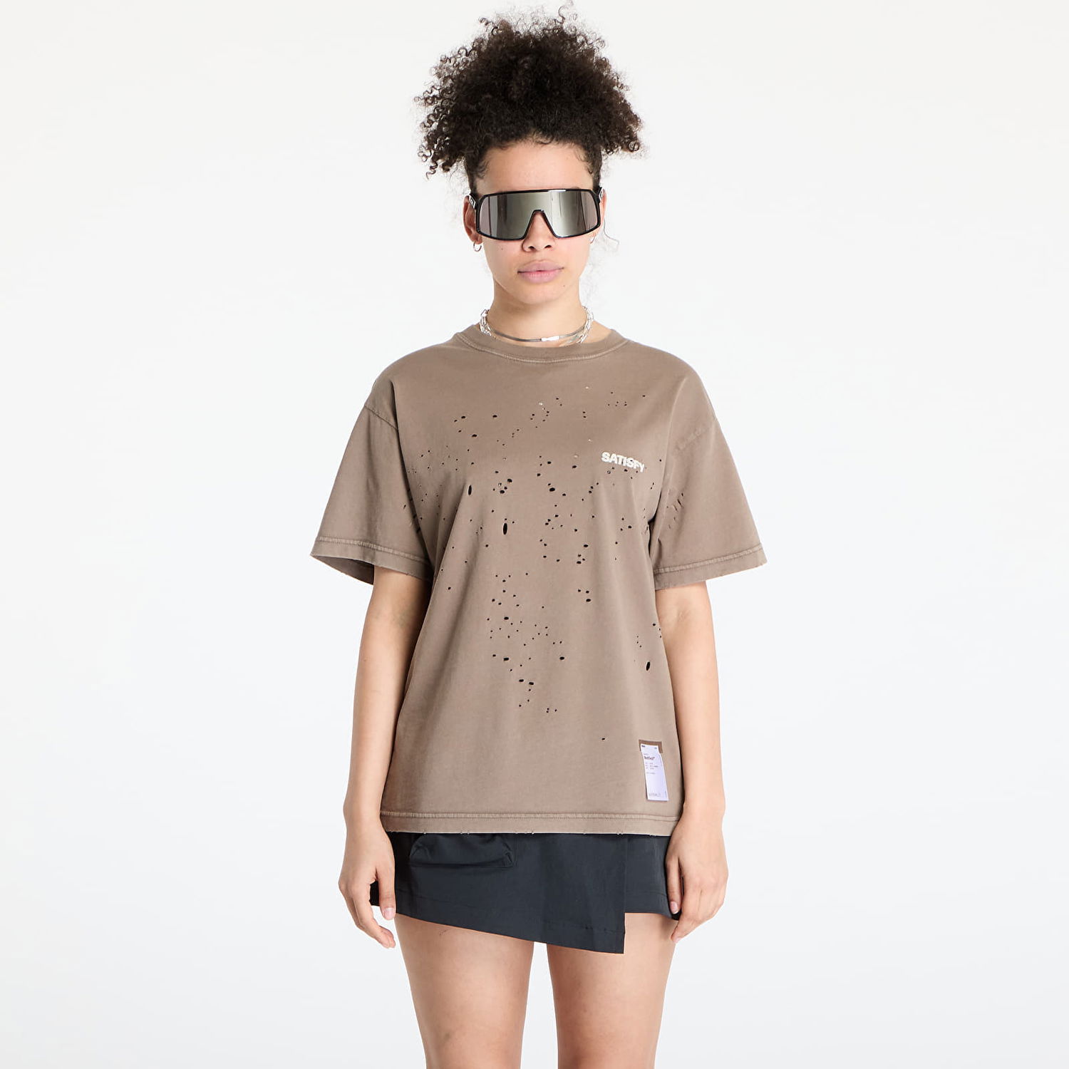 Tričko Satisfy Satisfy MothTech Distressed T-Shirt Hnedá | 11006-AFA-SAB, 1