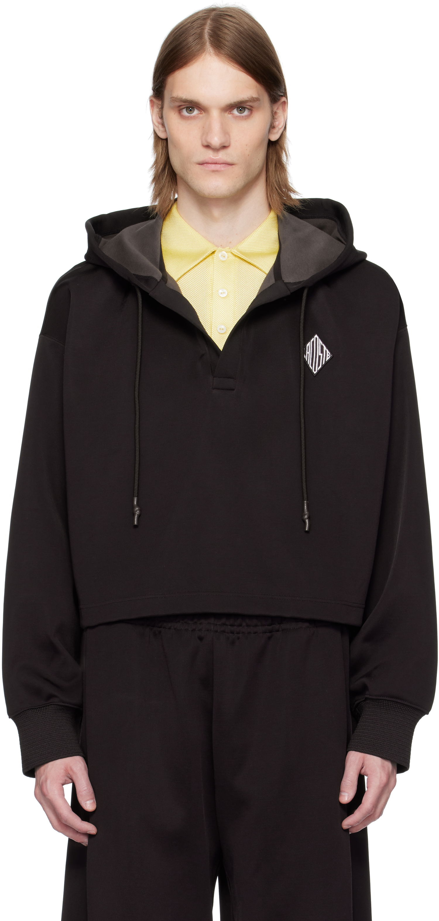 Mikina Lacoste Lacoste Runway Oversized Cropped Hoodie Čierna | SH6766, 0