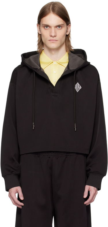 Mikina Lacoste Lacoste Runway Oversized Cropped Hoodie Čierna | SH6766, 0