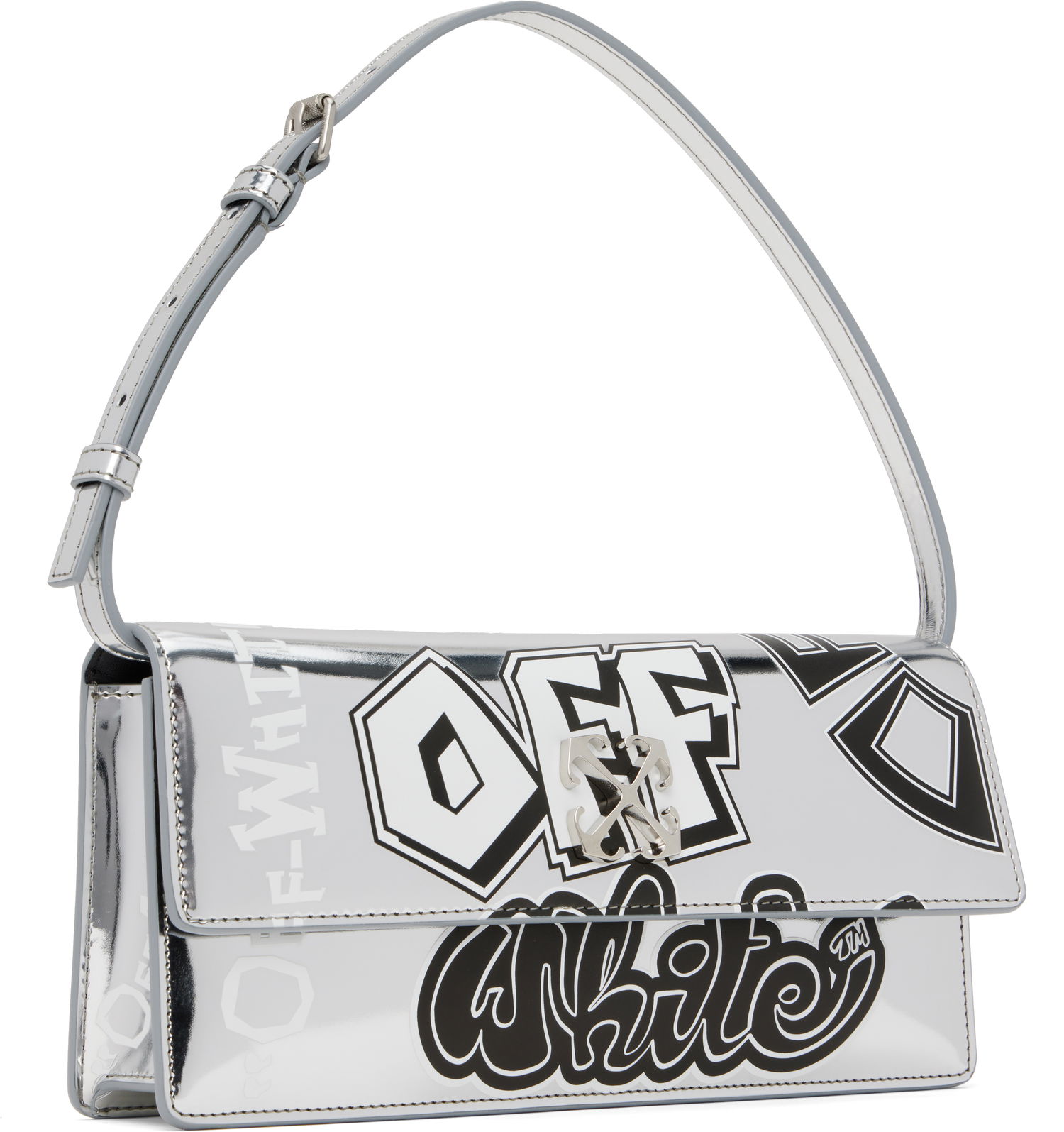 Kabelka Off-White Jitney 1.0 Printed Shoulder Bag Metalická | OWNN172S25FAB0027210, 1