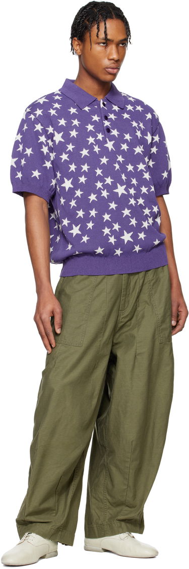 Polo tričko Needles NEEDLES Short Sleeve Star Knit Polo Fialová | QV375, 3