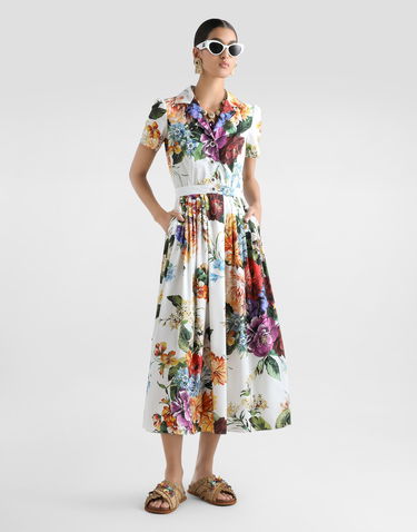 Šaty Dolce & Gabbana Dolce & Gabbana Flower Bouquet Print Poplin Midi Dress Rôznofarebný | F6TVLTHS5TRHA5PC, 1