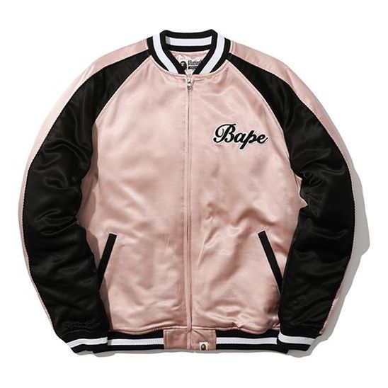 Bomber bunda BAPE BAPE Alphabet Colorblock Baseball Jacket Ružová | 0ZXJKM40503XC, 0
