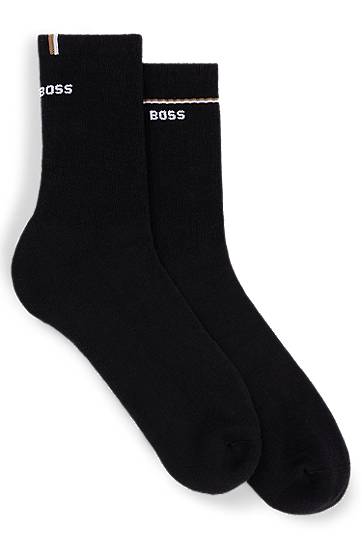 Ponožky BOSS Two-Pack of Quarter-Length Socks with Logo Details Čierna | 50502113, 0