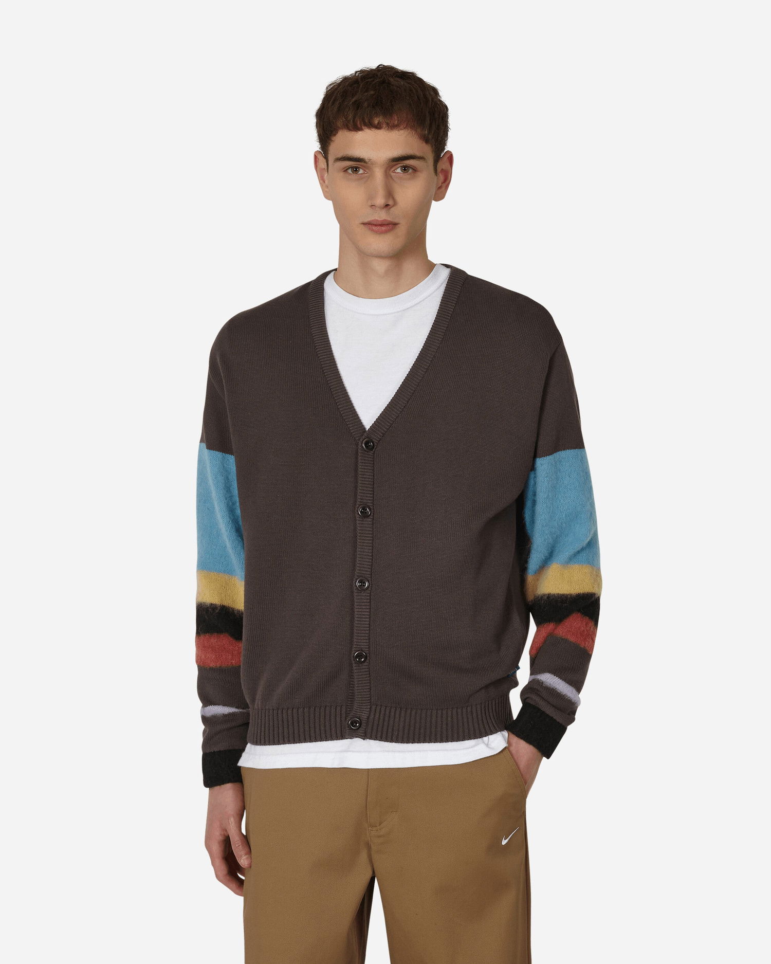 Sveter Awake NY Striped Mohair Sleeve Cardigan Hnedá | AWK-FW22-KN001 BRO, 1