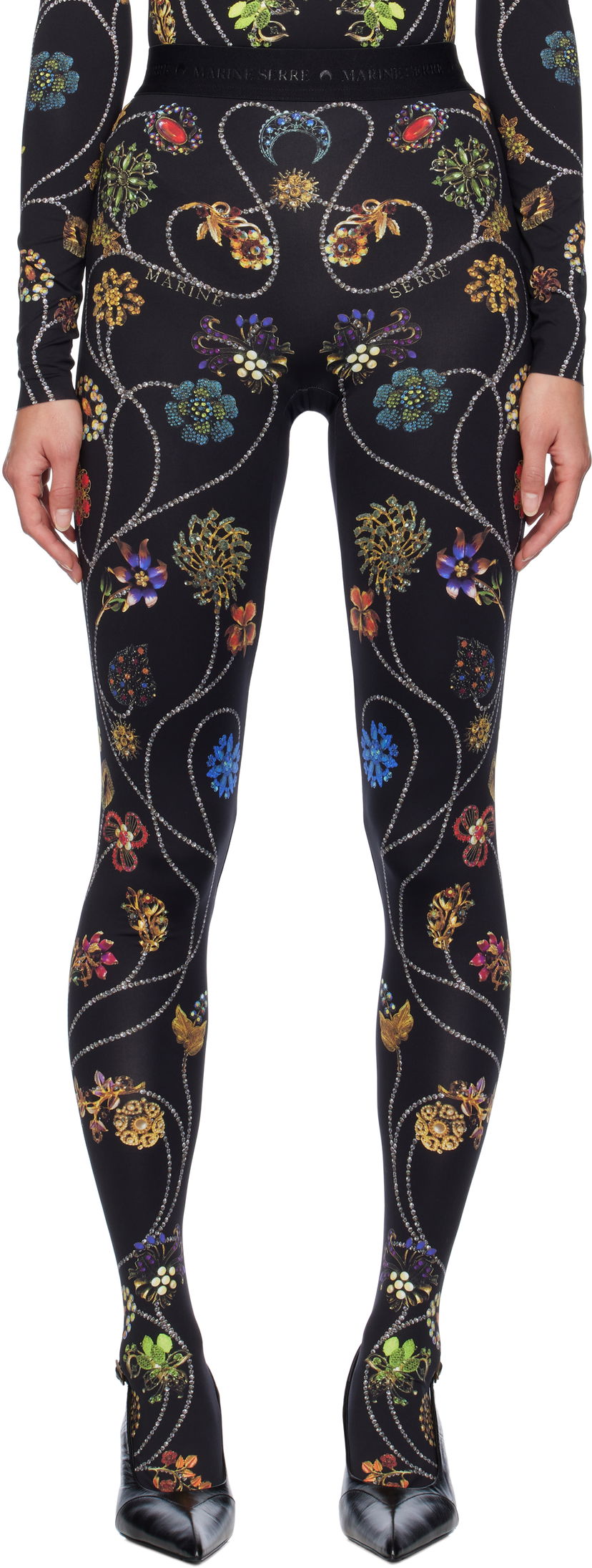 Legíny Marine Serre Floral Jewelry Printed Leggings Čierna | WPA043A