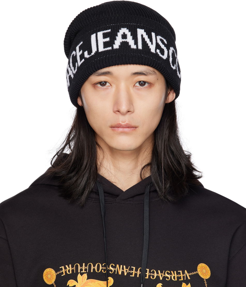 Kulicha Versace Jeans Couture Jacquard Beanie Čierna | E75YAZK40_EZG020, 0