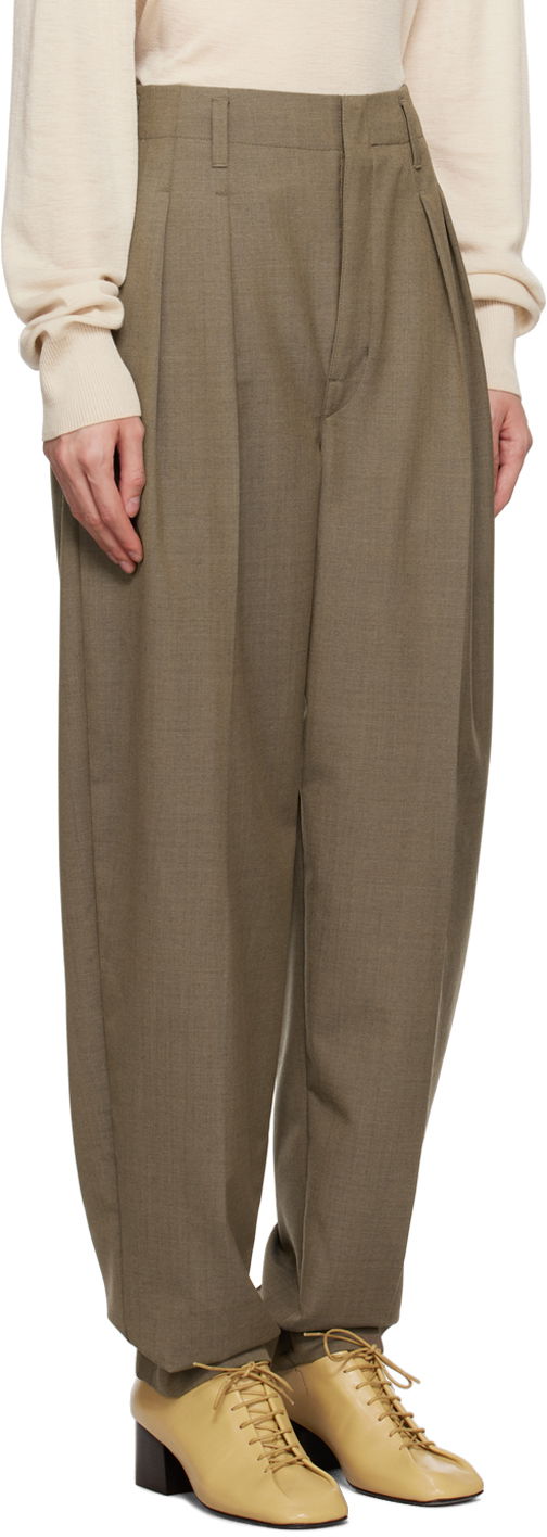 Nohavice LEMAIRE Pleated Tapered Trousers Zelené | PA1042 LF414, 1