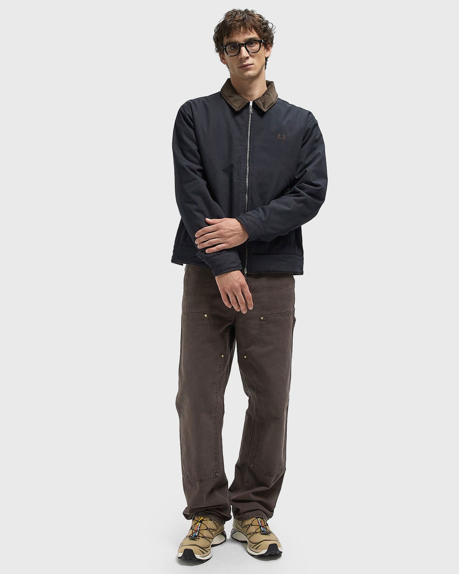 Bunda Fred Perry Cotton Caban Jacket with Corduroy Collar Navy | J8535-608, 1