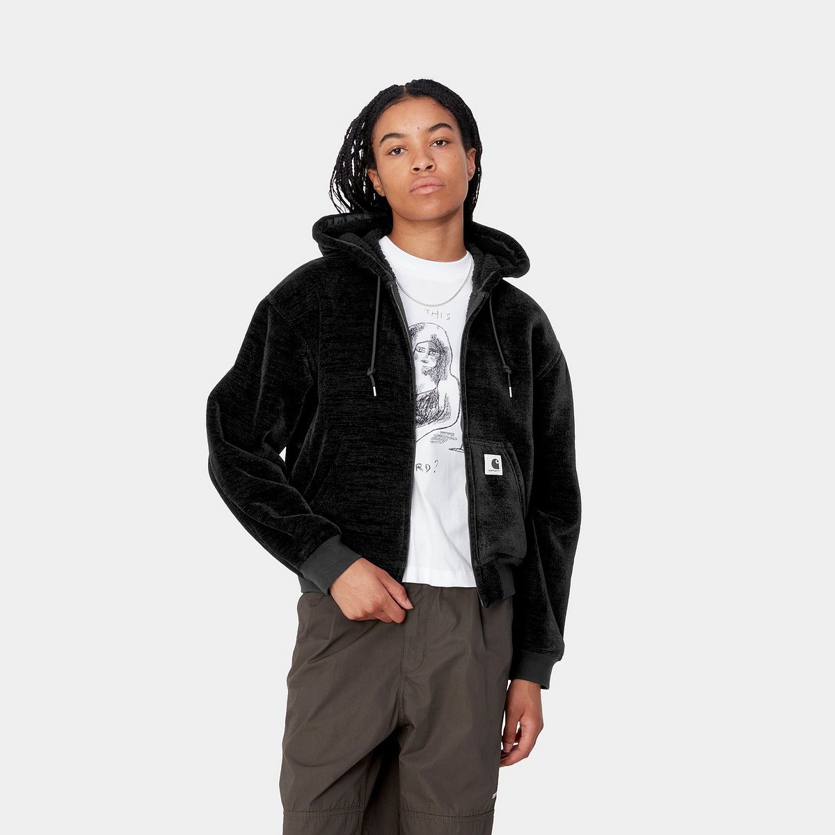 Mikina Carhartt WIP Active Fleece Zip-Up Hoodie Čierna | I033905_8, 0