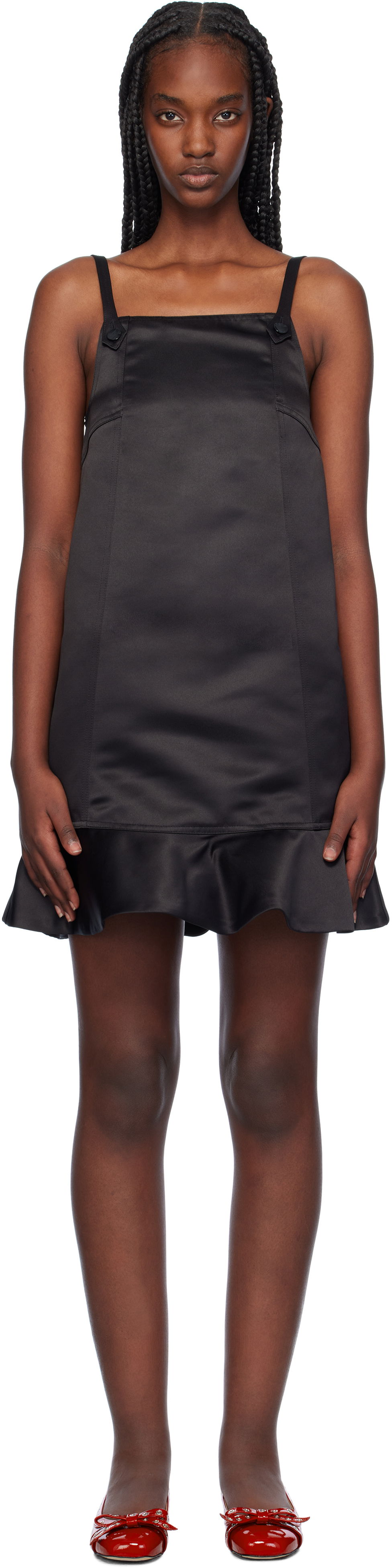 Šaty GANNI Satin Mini Dress Šedá | F9719, 0