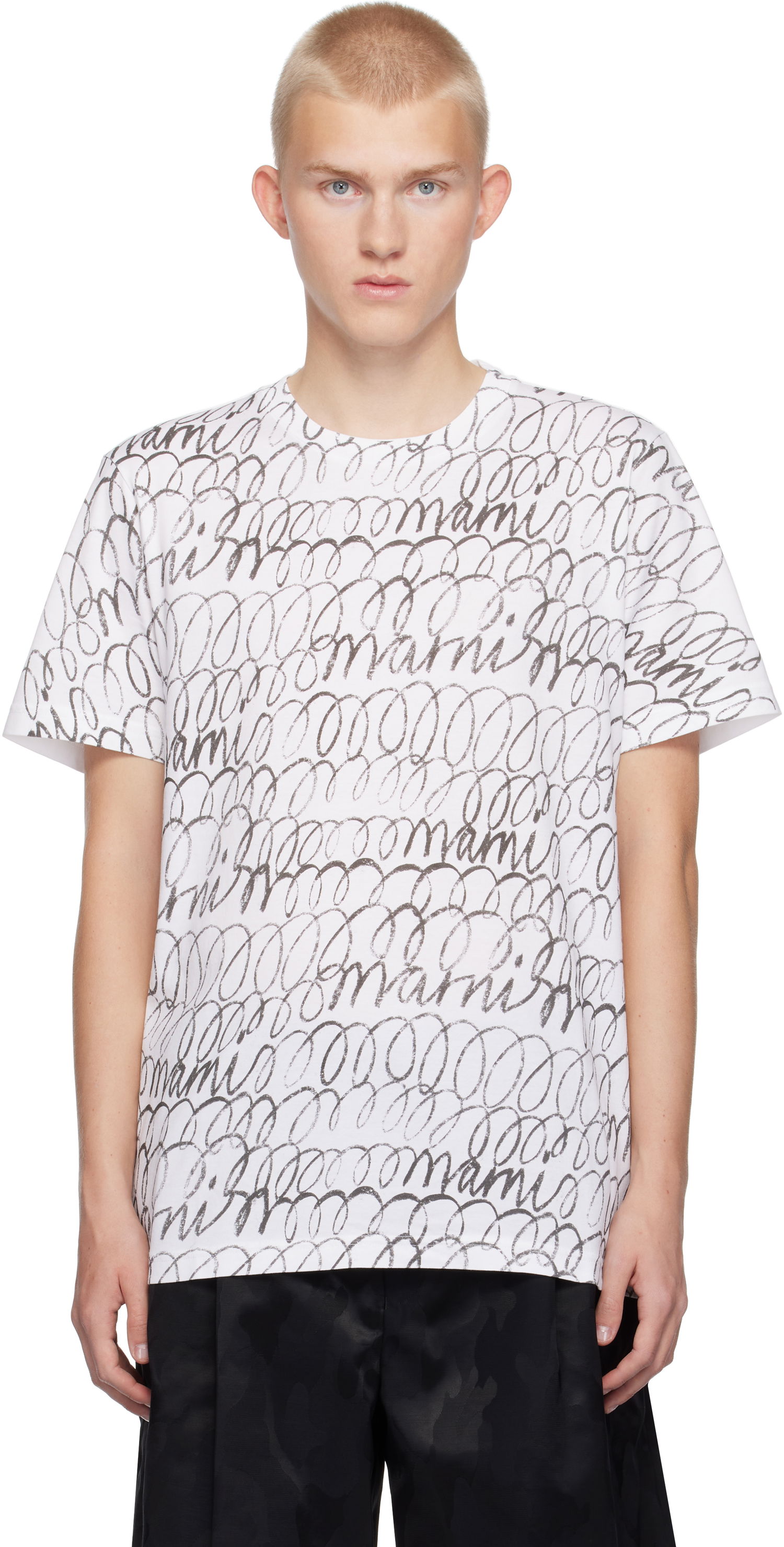 Tričko Marni Scribble Motif T-shirt Biela | HUMU0198PU USCW97, 0