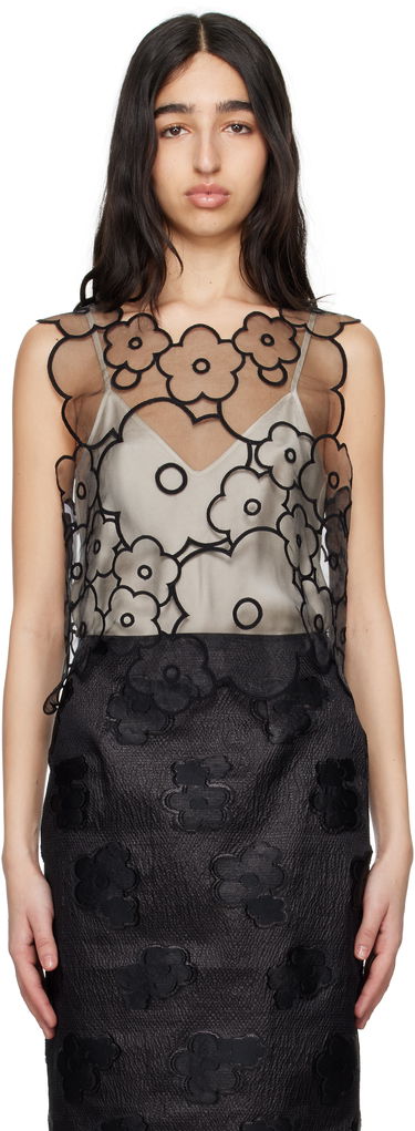 Tielko Cecilie Bahnsen Cecilie Bahnsen Alfie Floral Appliqué Top Čierna | 1.25RTW11028 ALFIE TOP, 0