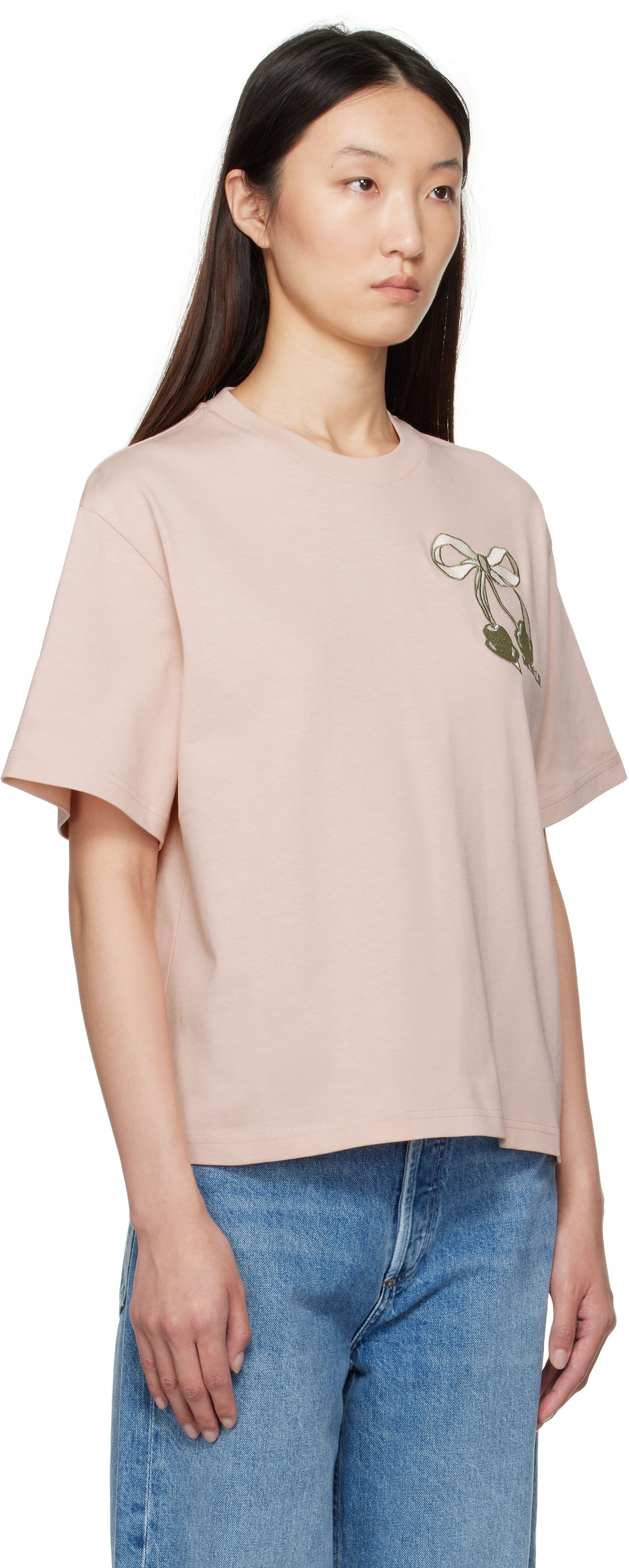Tričko Moncler Moncler Embroidered Cherry Logo Cotton T-Shirt Ružová | K20938C0001189AUG, 1