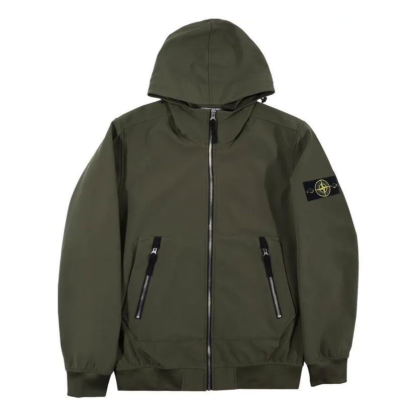 Vetrovka Stone Island Hooded Soft Shell Jacket Zelené | 741540727-V0058