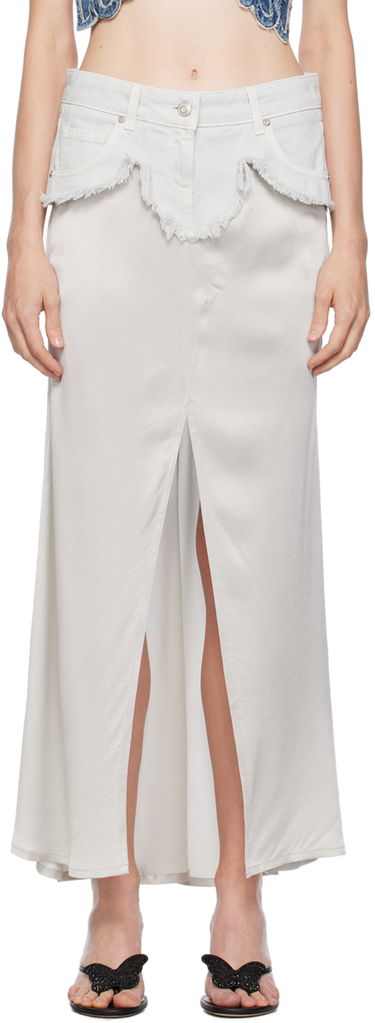 Sukňa Blumarine Blumarine Layered Denim Maxi Skirt Biela | A322G154A, 0