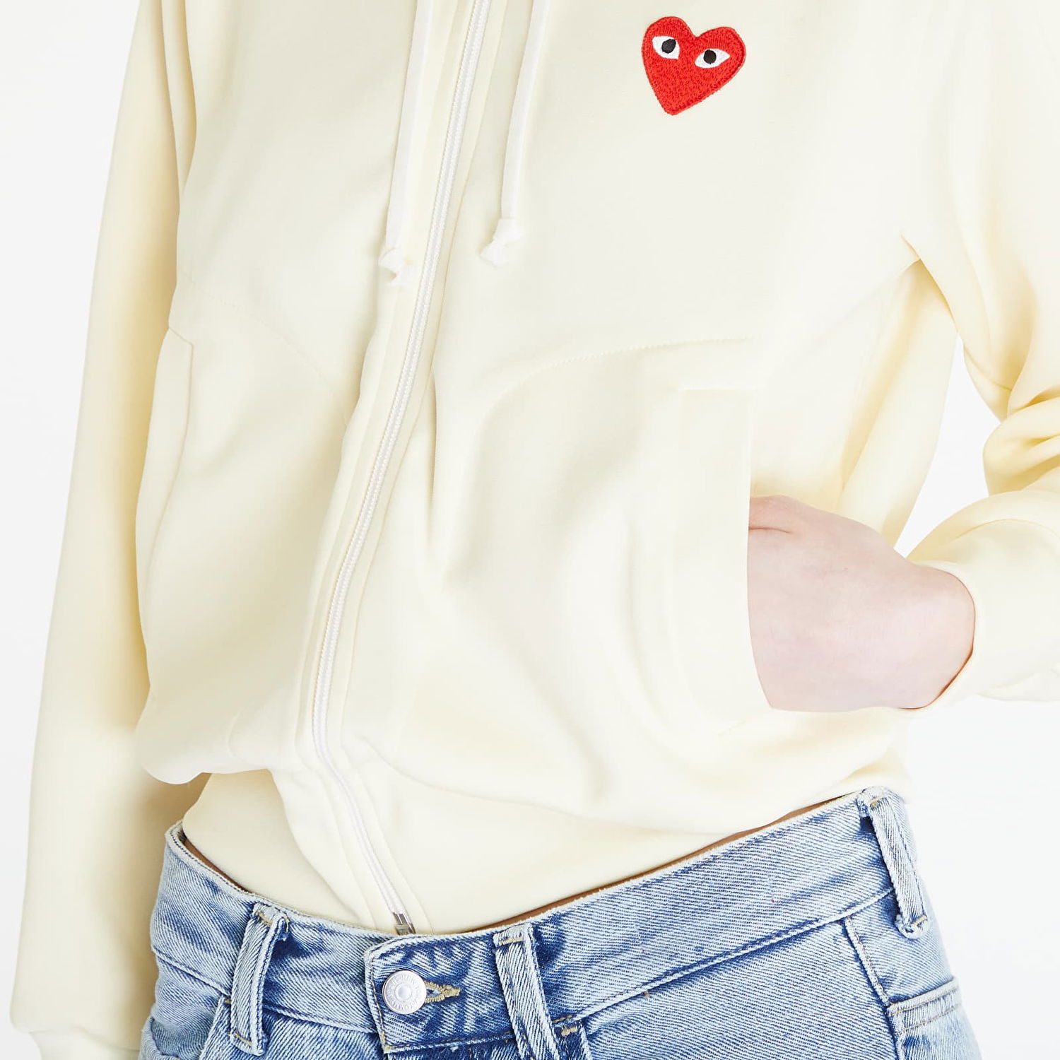 Mikina Comme des Garçons PLAY Sweatshirt Knit Béžová | AZT171 ivory, 1