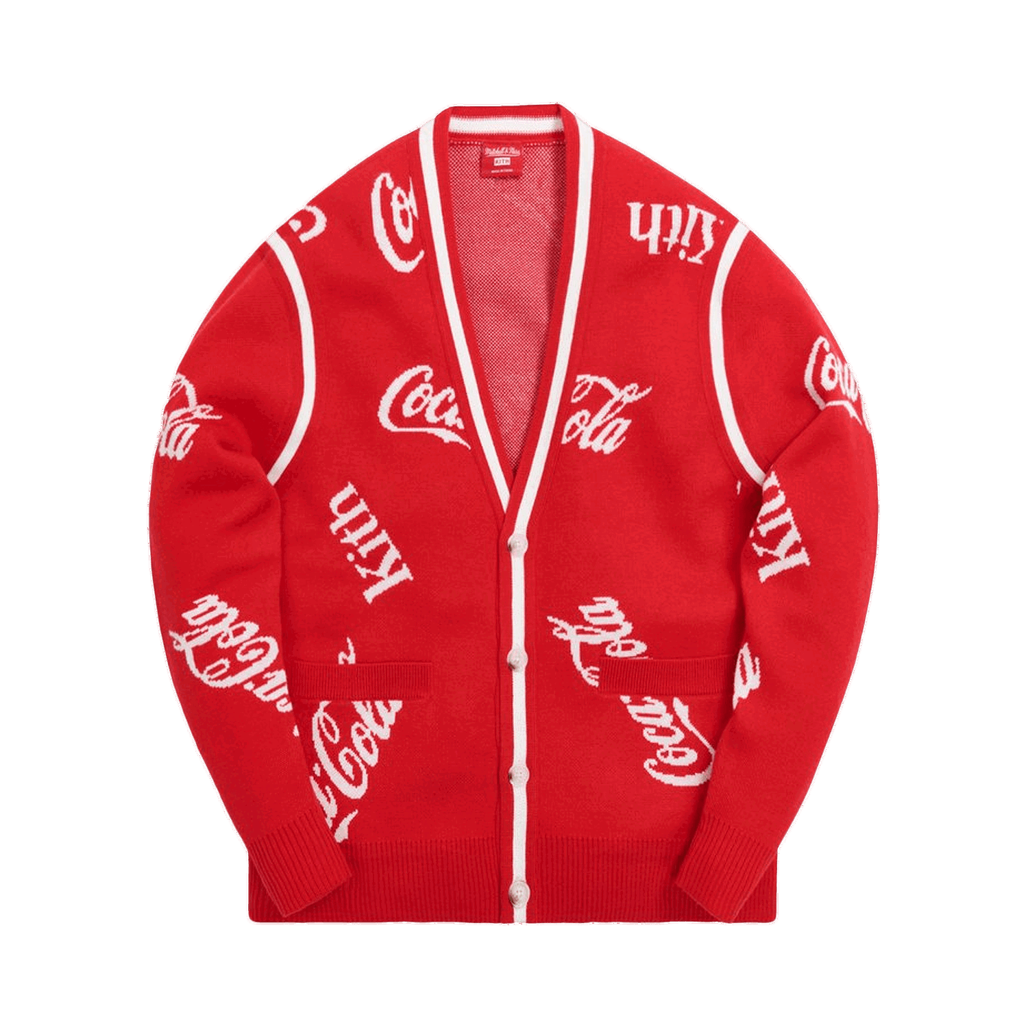 Sveter KITH x Coca-Cola x Mitchell & Ness Coke Logo Cardigan Červená | MNSWTRKM19027 CREA, 0