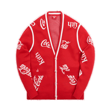 Sveter KITH x Coca-Cola x Mitchell & Ness Coke Logo Cardigan Červená | MNSWTRKM19027 CREA, 0
