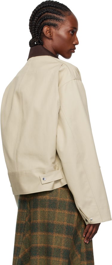 Bunda JW Anderson JW Anderson Cropped Contrast Collar Curved Hem Workwear Jacket Béžová | JK0399-PG1802, 2