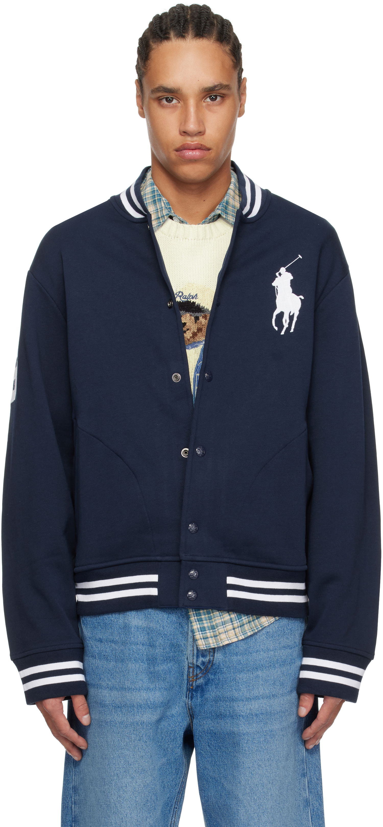 Bomber bunda Polo by Ralph Lauren Ralph Lauren Big Pony Fleece Baseball Bomber Jacket Navy | 710964456002, 0
