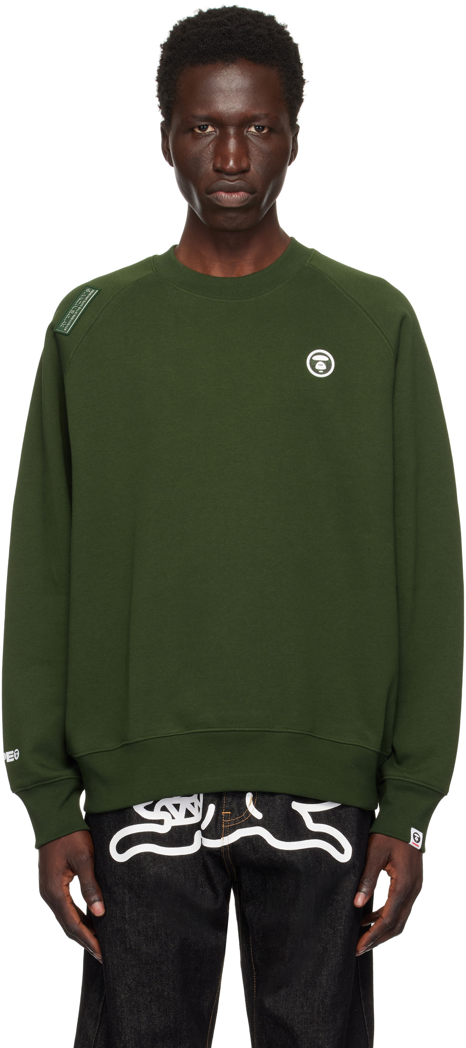 Sveter AAPE by A Bathing Ape AAPE by A Bathing Ape 'AAPE Now' Raglan Sweatshirt Zelené | AAPSWMB319XXNGRD, 0
