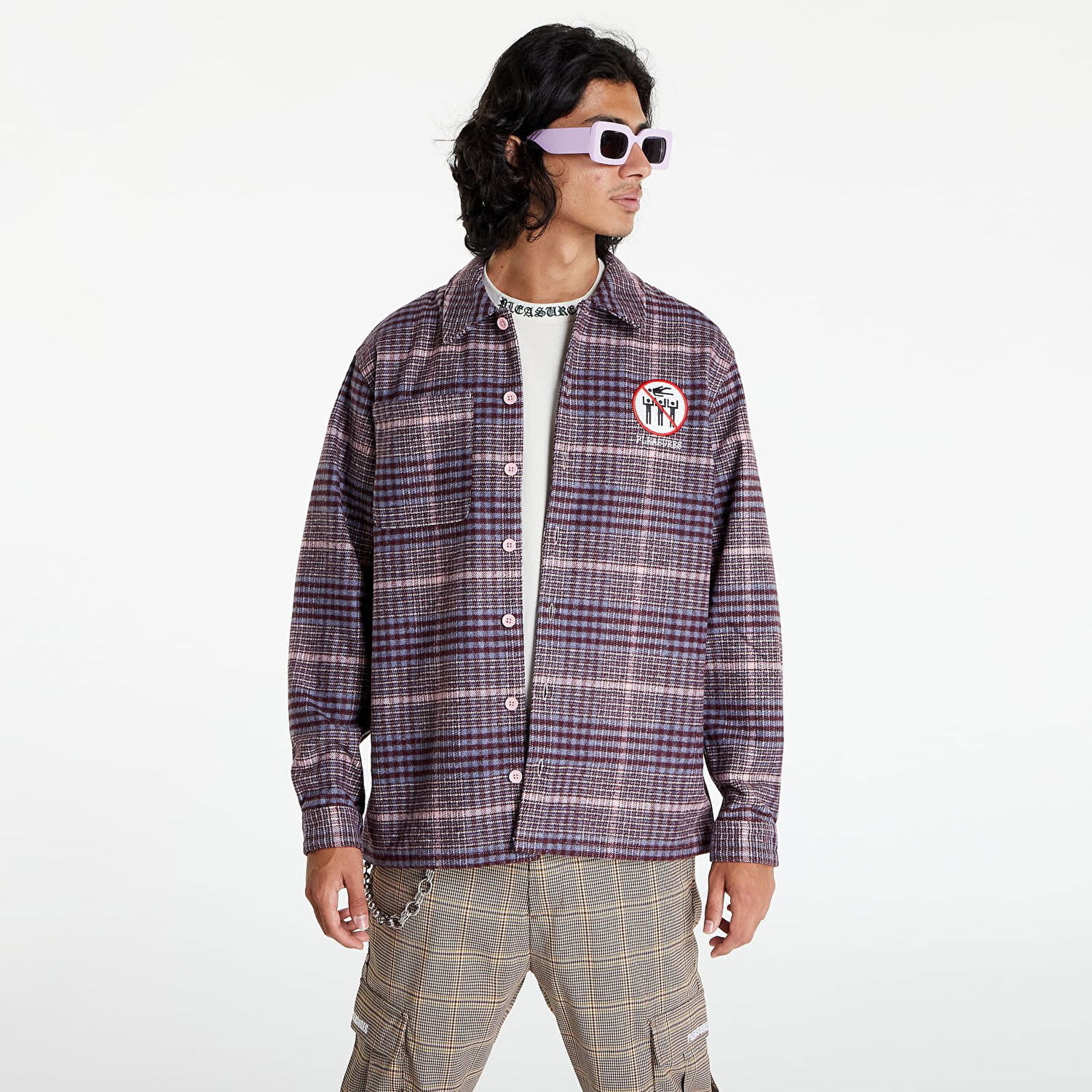 Košeľa Pleasures Surfing Flannel Ružová | P22F027 PINK, 1