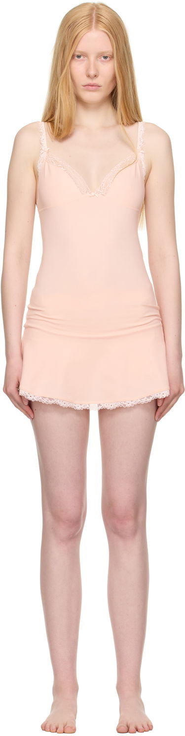 Šaty SKIMS SKIMS Cotton Jersey Lace Slip Dress Ružová | DS-DRS-8072W, 0