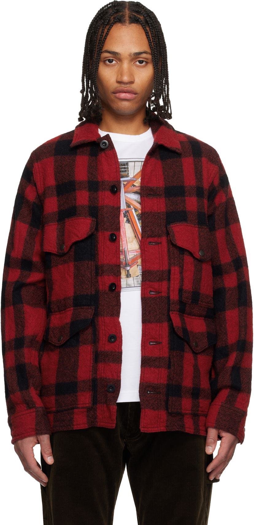 Bunda Junya Watanabe Junya Watanabe Filson Felted Check Jacket Červená | WP-J009-051