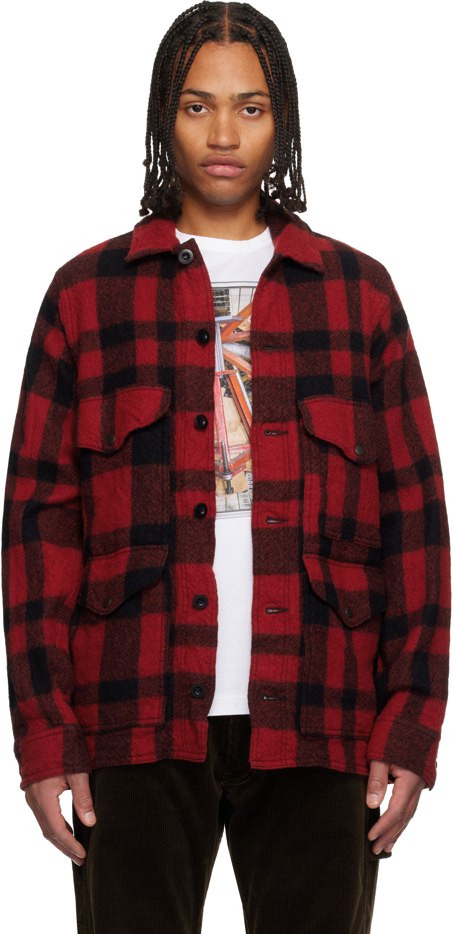 Bunda Junya Watanabe Junya Watanabe Filson Felted Check Jacket Červená | WP-J009-051, 0