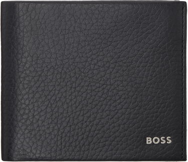 Peňaženka BOSS BOSS Bifold Leather Wallet with Logo Lettering Čierna | 50529496, 0