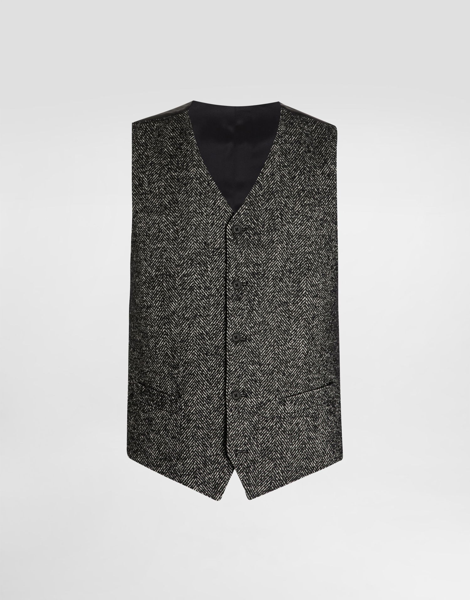 Vesta Dolce & Gabbana Dolce & Gabbana Single-Breasted Wool Chevron Vest Čierna | G7990TFCBAJS8030, 0