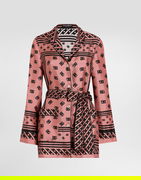 Dolce & Gabbana Silk Twill Pajama Shirt with DG Logo Print