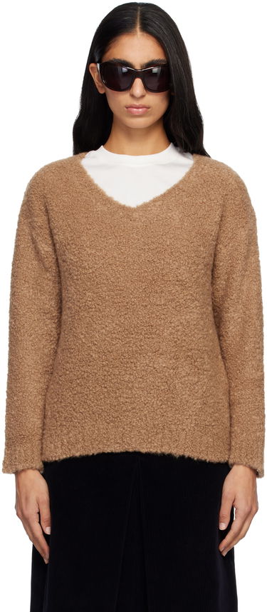 Sveter Max Mara Pantera Bouclé V-neck Sweater Hnedá | 2521366092600, 0
