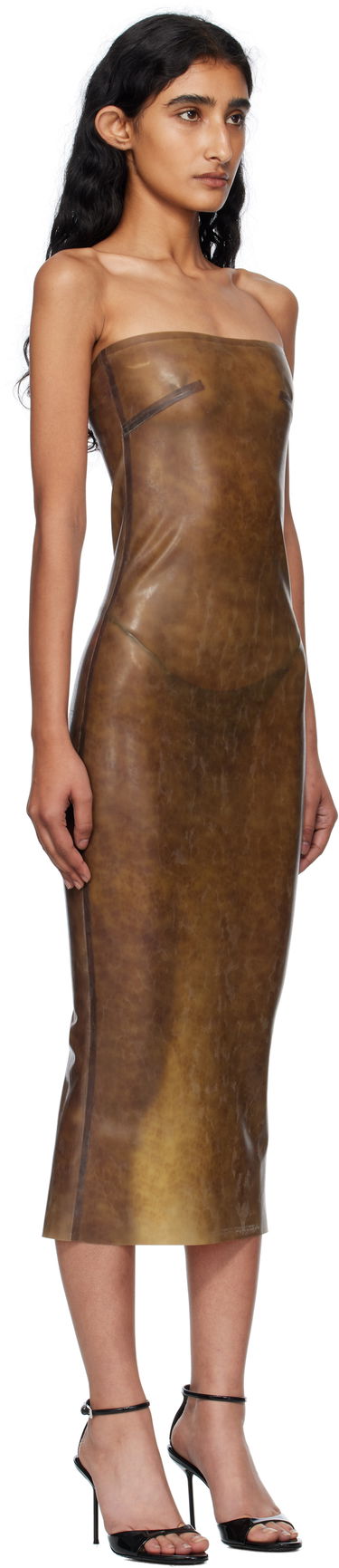 Šaty Miaou Miaou Lila Latex Midi Dress Hnedá | 5025LTXLEO, 1