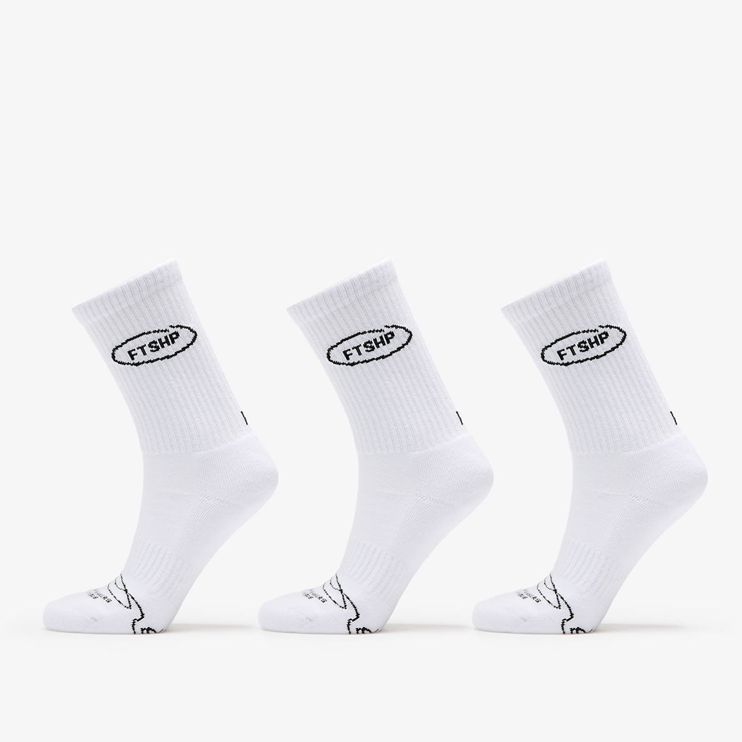 Ponožky Footshop Basic Crew Socks 3-Pack White Biela | FTSHP_356, 0