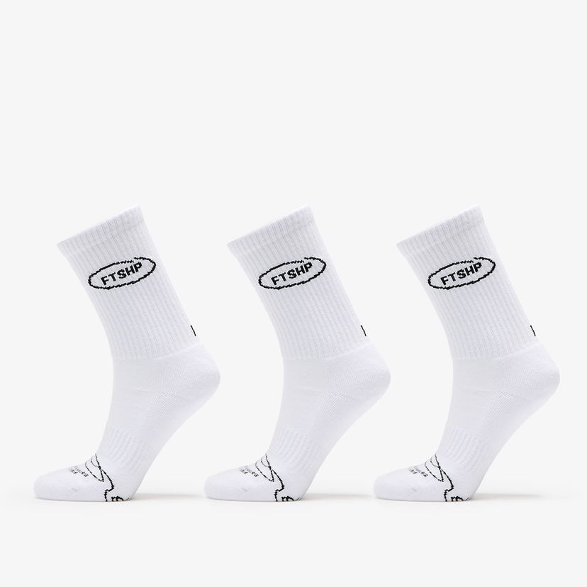 Ponožky Footshop Basic Crew Socks 3-Pack White Biela | FTSHP_356