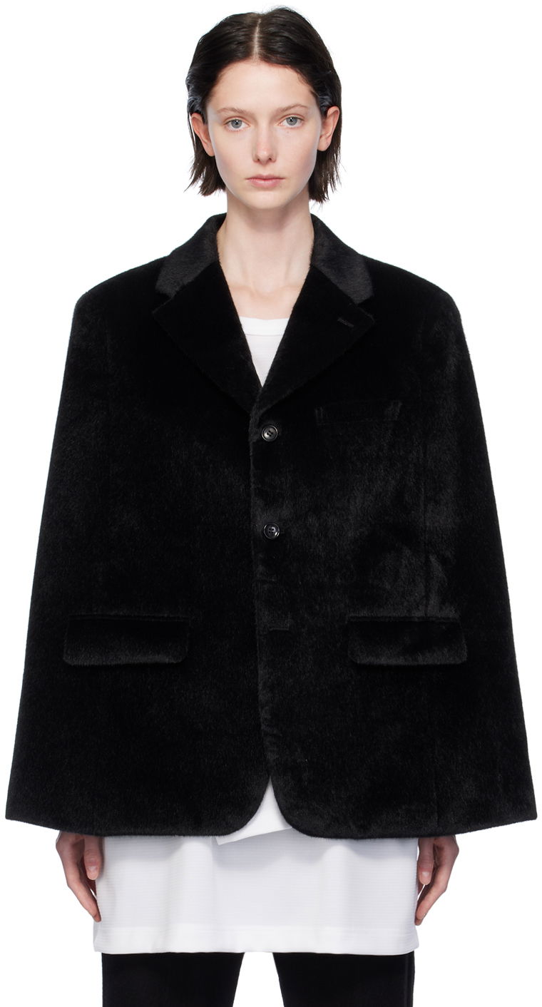 Bunda Comme des Garçons Notched Lapel Faux-Fur Jacket Čierna | PL-J040-051, 0