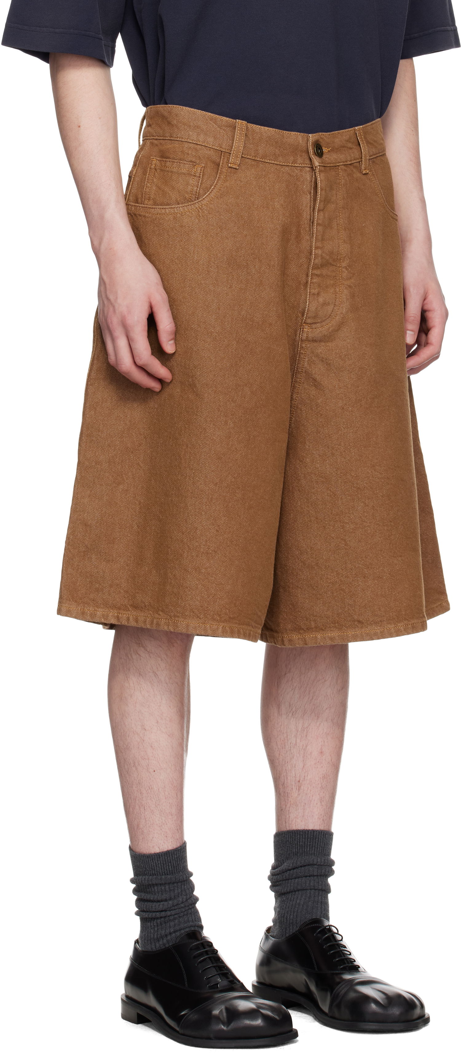 Šortky JW Anderson JW Anderson Aged Denim Shorts Hnedá | DT0114-PG1756, 1