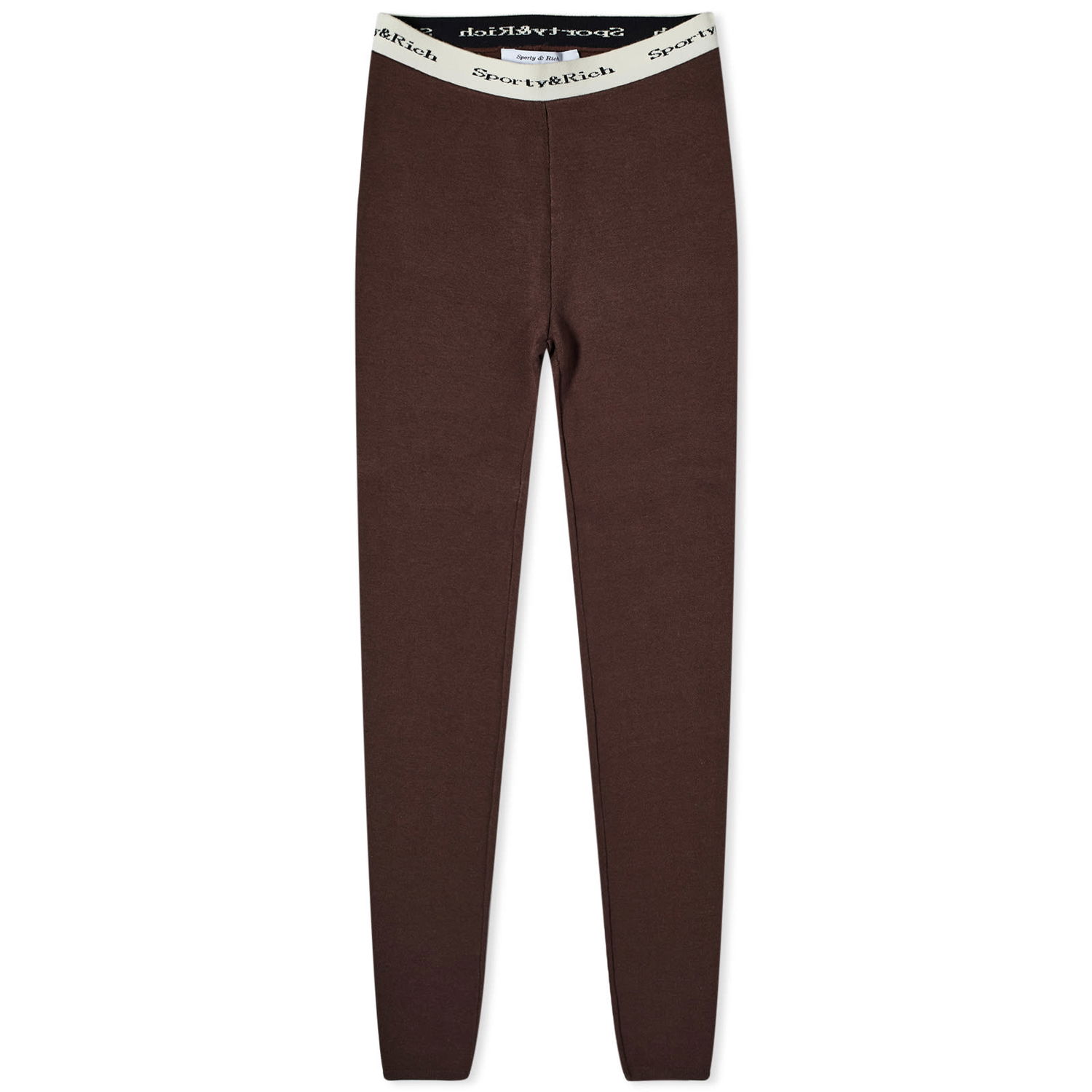 Legíny Sporty & Rich Serif Logo Ribbed Leggings Hnedá | LEAW2311CH-BRO, 0