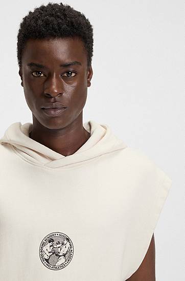 Mikina BOSS Sleeveless Hoodie with Boxing Graphic Biela | 50542433, 1